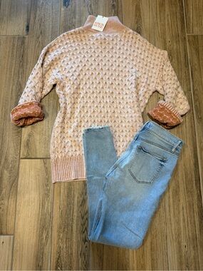Knox Rose Bubble-Knit Mock Neck Sweater in Light Pink